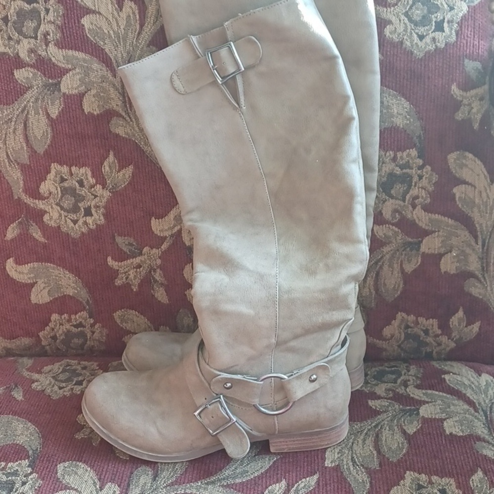 Charlotte Russe Soft Faux Leather Buckled Tall Riding Boots